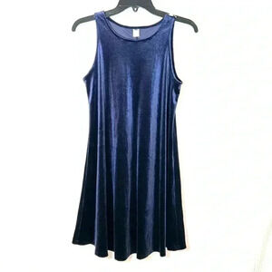 Old Navy Size XS Sleeveless Dress Jumper Swing Velour Velvet Blue Twee Witch